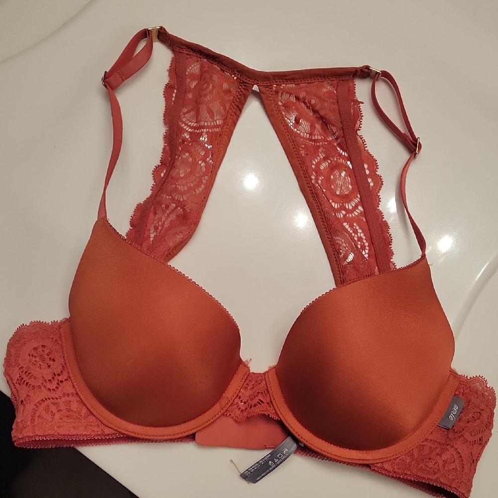 Aerie Burnt Orange Lace Day To Play Plunge Bra